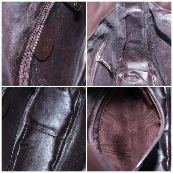 GUCCI Bamboo Hand Bag Leather 2way Brown Gold - Picture 14 of 15